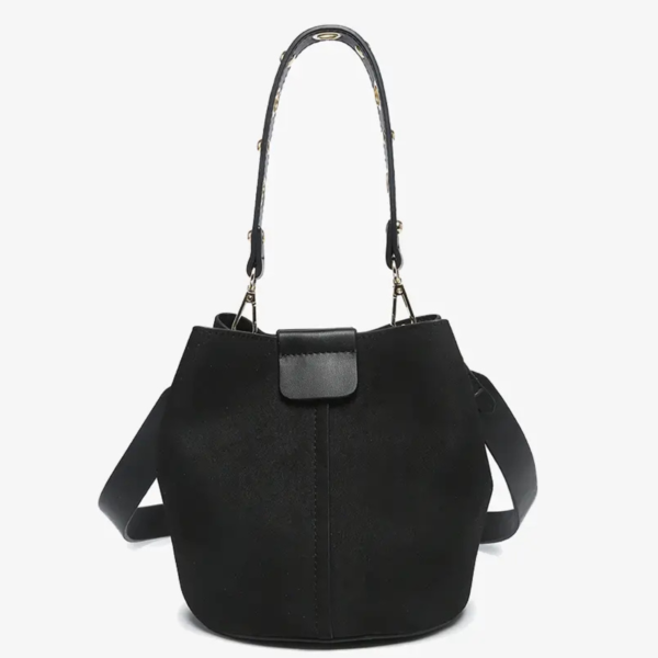 Farrah Suede Bucket Bag w/ Top Handle & Inner Bag